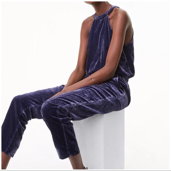 velvet halter jumpsuit